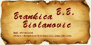 Brankica Biolanović vizit kartica
